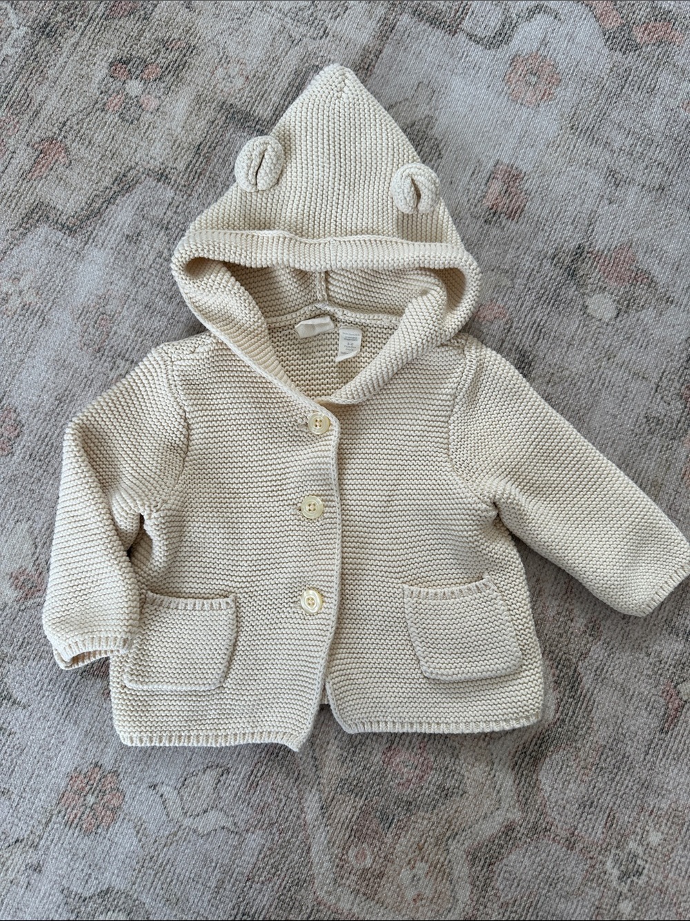 Baby Gap Cream Knit Baby Hooded Cardigan